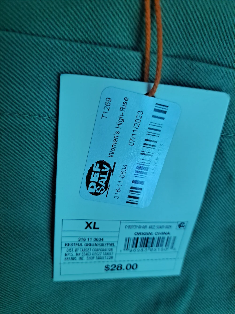Original Penguin Sage Green High-Waist Button-Front Shorts